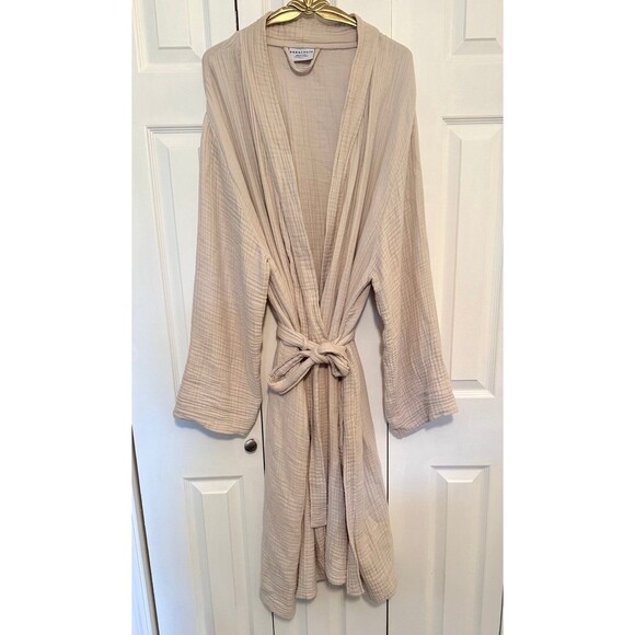 Parachute Cloud Cotton Robe in Bone 100% Cotton Muslin Gauze XXL 1X - Picture 7 of 9